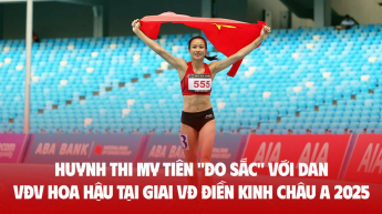 Hot girl Huỳnh Thị Mỹ Tiên "đọ sắc" với dàn VĐV hoa hậu tại gỉai VĐ điền kinh Châu Á 2025