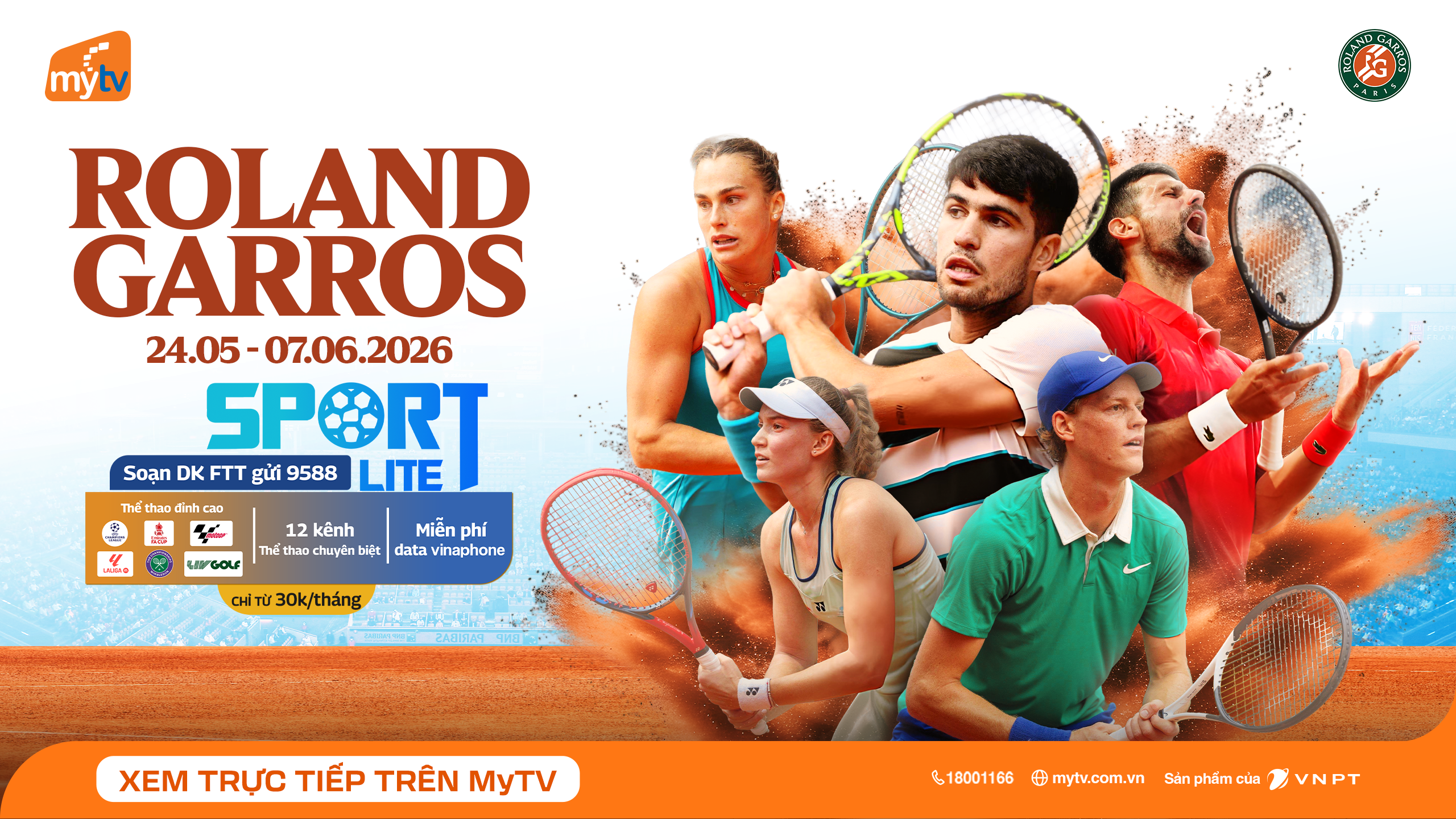 Xem Trực Tiếp Roland Garros 2026 Ở Đâu? Lịch Phát Sóng Trên Hệ Thống Kênh VTVcab Thuộc Truyền hình MyTV